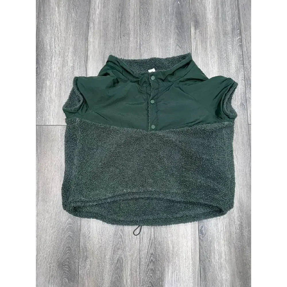 OFFLEASH By Aerie Fluff Love Sherpa Dog Quarter Snap Mystical Green XL A004150